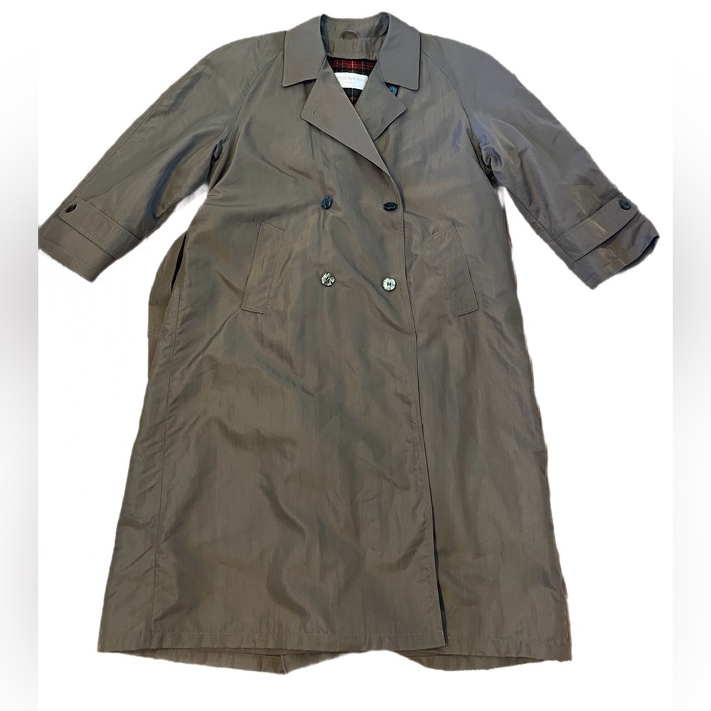Vintage Jones New York Petites Trench Coat Taupe - Picture 3 of 9